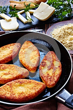 Close-up of tasty fried cornbread pancakes