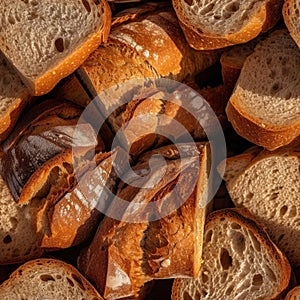 Close-up of tasty slices of healthy artisan multigrain bread