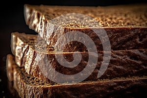 Close-up of tasty slices of organic artisan rye bread