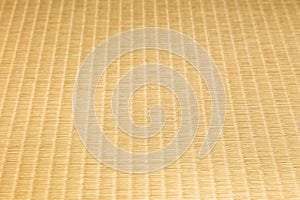 close up of tatami, japanese traditional room floor matt, viewing in an angle to show texture on craftmanship and design