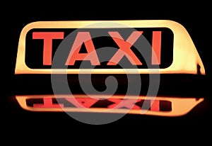 Close up of a taxi sign