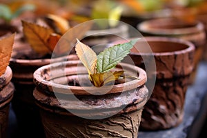 close-up of tea leaf oxidation in clay pots