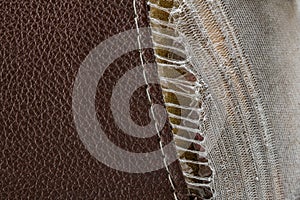 Close-up Tear of Brown Car Seats Patterned