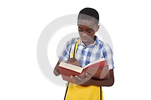 close-up of a teenager reading a book