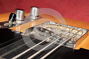 Close up of a Telecaster natural electric guitar