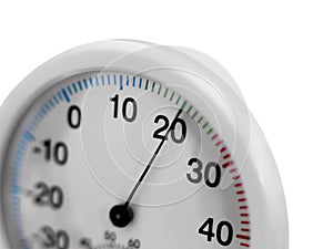 Close up of temperature mater at 20 degrees