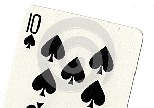 Close up of a ten of spades playing card.