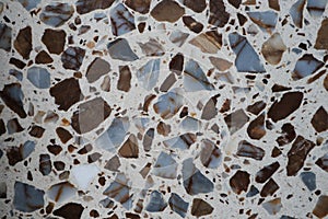 Close-up of a terrazzo floor covering the floor of a house