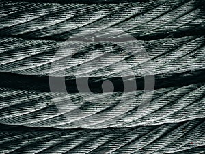 Close up texrure of new sling wire& x28;wire cable& x29; in factory for su