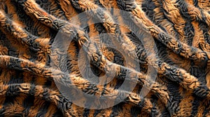 Close up Texture of Animal Print Fabric Abstract Background of Faux Fur Pattern in Warm Colors