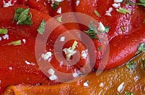 Close-up - texture of appetizing red salad.