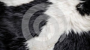 Close up Texture of Black and White Cowhide Fur Background Image
