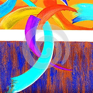 Bright brush strokes, acrylic painting, different textures, colorful background photo