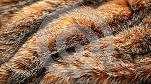 Close up Texture of Brown and Tan Striped Faux Fur Fabric Material for Background or Fashion Design