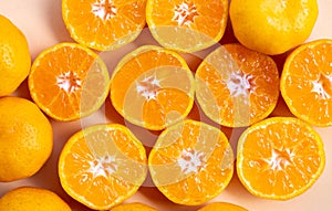 Close up texture of fresh sliced oranges