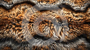 Close up Texture of Luxury Faux Fur Fabric with Rich Tawny Browns and Natural Patterns