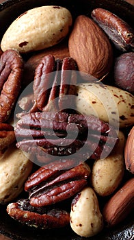 A Close Up Texture of Mixed Nuts Ready for Snacking