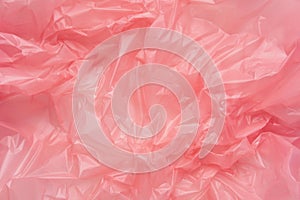 Close up Texture of a Pink Plastic garbage Bag. Polyethylene Fil