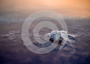 Close-up of the texture of salt crystals in water