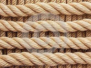 Close-up Texture of Twisted Natural Fiber Ropes