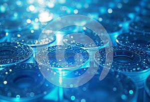 Close-Up of Textured Blue Circular Objects, generative ai