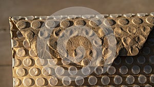 Close-up of Textured Bubble Wrap and Cardboard Packaging