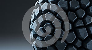 Close up of textured dark hexagonal structure