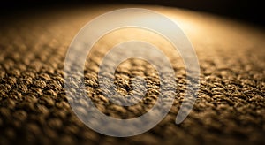 Close-up of a textured fabric surface under warm lighting. The
