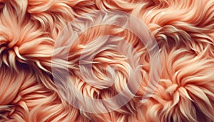 Close-up of textured peach furry surface. Color of the year 2024. Peach Fuzz color background