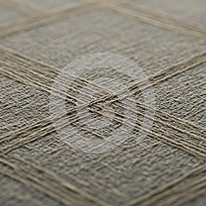 A close-up of a textured surface featuring a grid pattern. The material appears woven