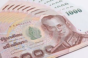 Close up of Thai banknote, Thai bath banknote with the image of Thai King Bhumibol Adulyadej.