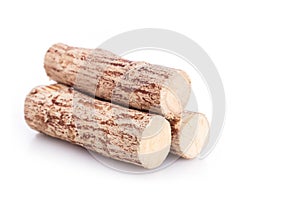 Close up Thanaka wood isolated on white