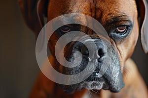 Close-up of a thoughtful boxer dog