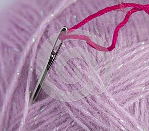 Close up of thread and needle