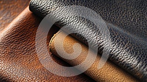 Close-up of Three Different Types of Leather