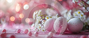 Close Up of Three Easter Eggs on Table