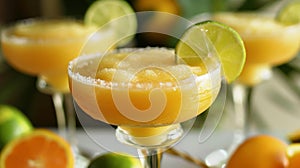 Close-Up of Three Glasses of Orange Margaritas photo