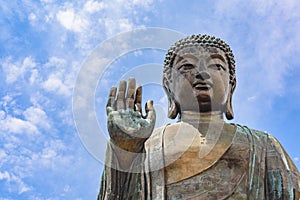 Close up of Tian Tan Buddha, Hong Kong, China