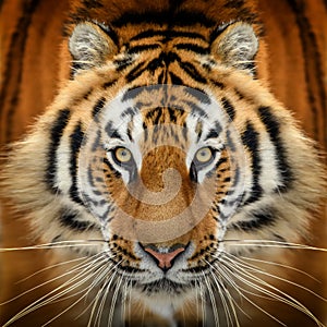 Close up tiger portrait. Animal looking on camera