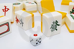 Close-up of a tiles for mahjong green