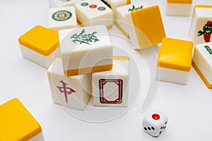 Close-up of a tiles for mahjong green