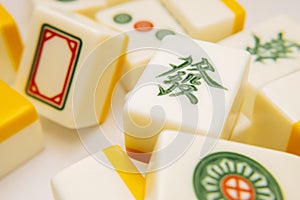 Close-up of a tiles for mahjong green