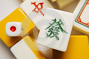 Close-up of a tiles for mahjong green