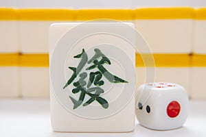Close-up of a tiles for mahjong green