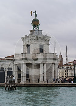 Close-up of tip of Punta della Dogana, where Dogana da Mar, the Grand Canale, and the Giudecca Canal touch.. photo