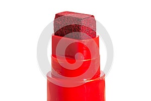 Close-up of a tip of a red marker (felt-tip) pen