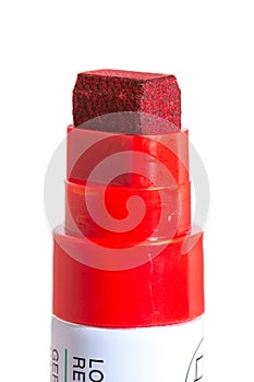 Close-up of a tip of a red marker (felt-tip) pen