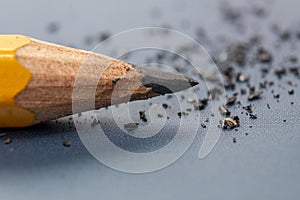 Close-up of the tip of a sharpened pencil