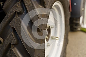 Close-Up of Tire on Vehicle photo