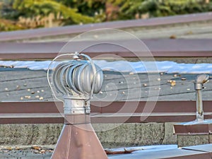 A close up to an air flow galvanized steel externally braced roof turbine vent